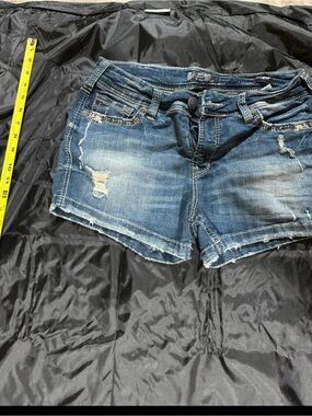Silver Denim Distressed Women's Shorts - Blue